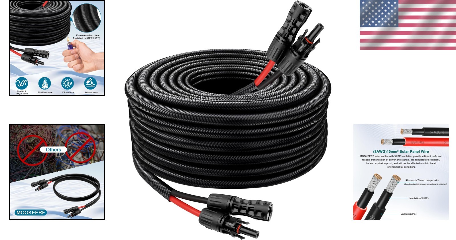 Solar Panel Cable with Waterproof Connector