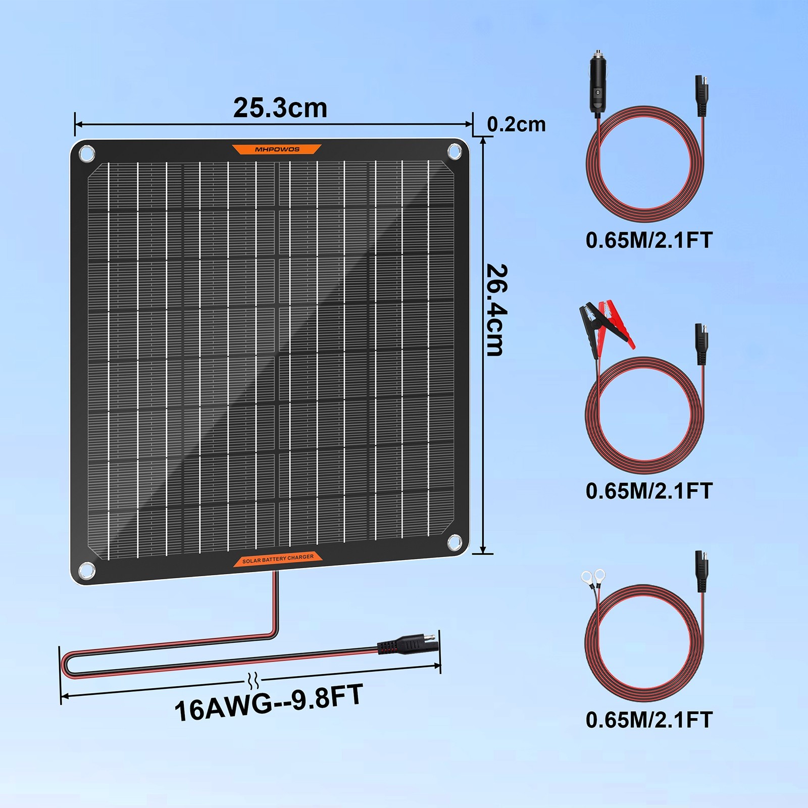 MHPOWOS 10W Solar Panel Battery Charger 12V Trickle Battery Charger Refurbished