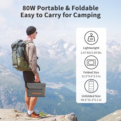 80W Foldable Solar Panel, Portable Solar Charger with 4 Ports 80W Solar Panel