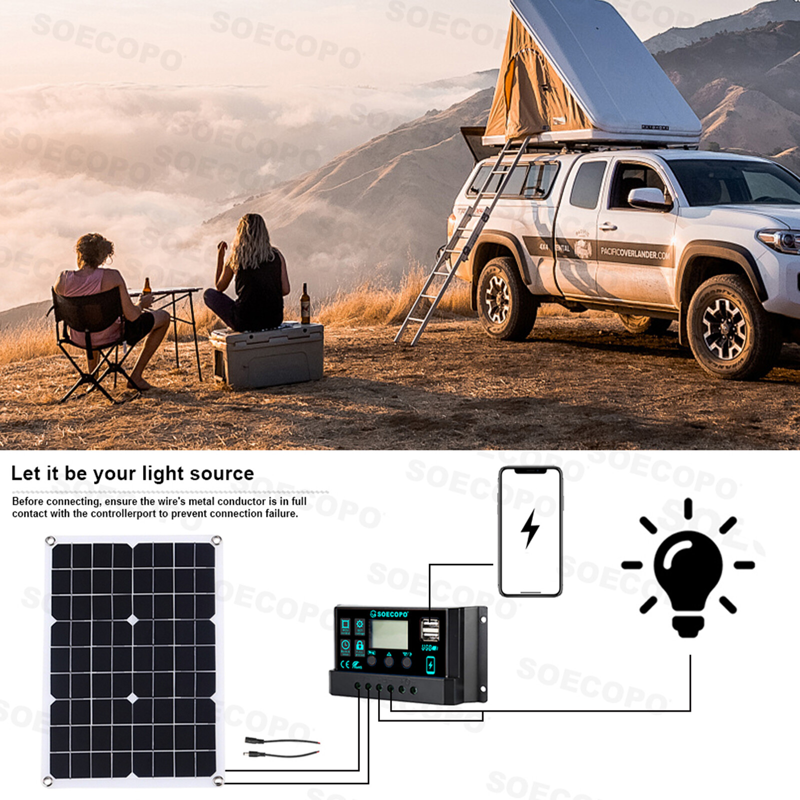 10000W Solar System with 100A Controller 20W-500W Panel Inverter for Home RV