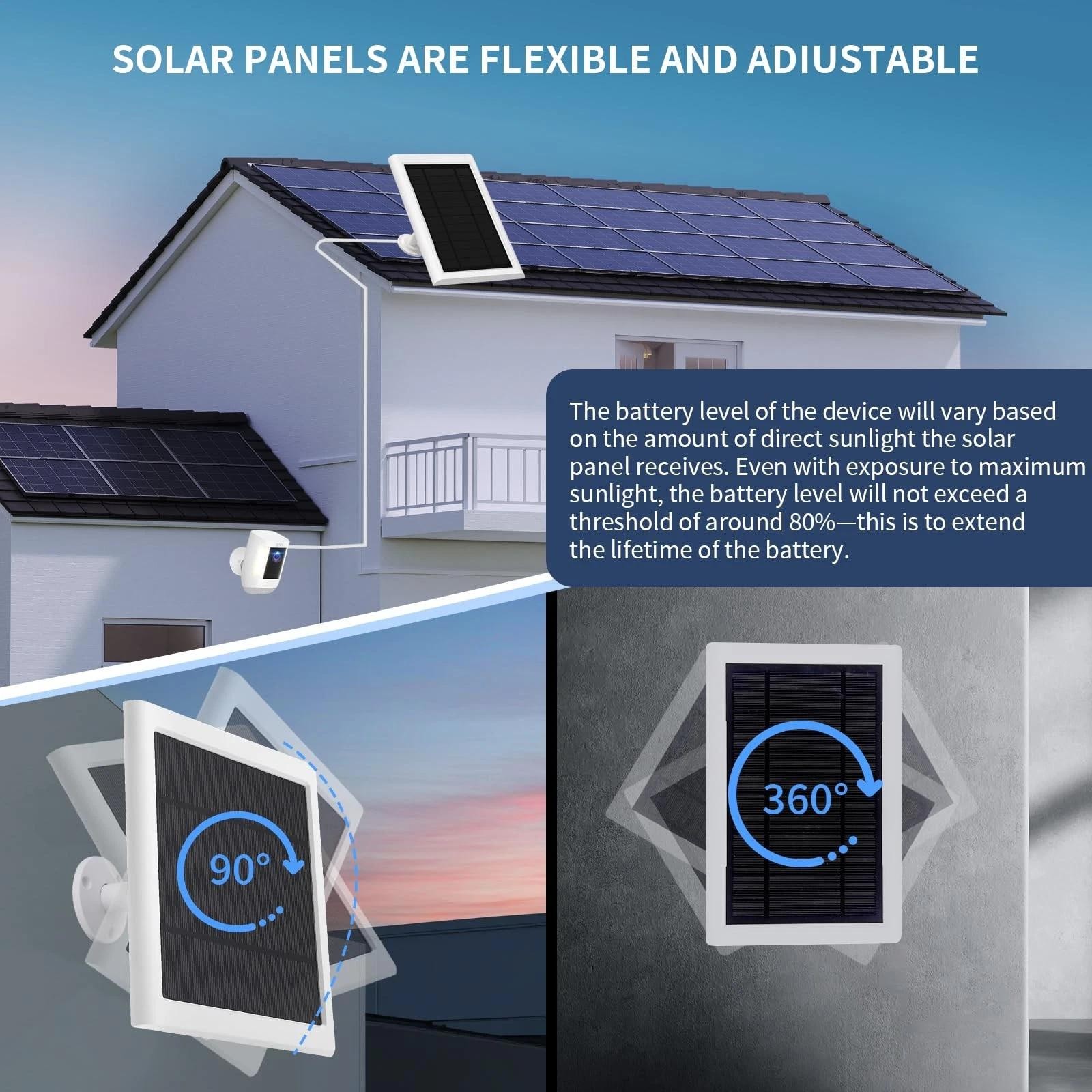 Solar Panel for Ring Camera(2nd Generation), 2 Pack 5w Solar Panel with 10ft/…