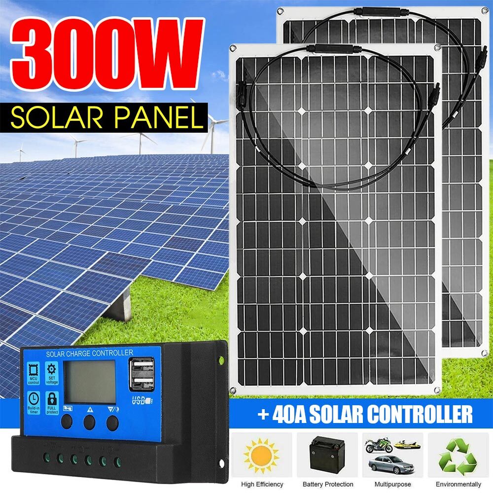 300W 12V Mono Solar Panel Off-Grid Power Home RV Camping Trailer Boat US SELLER