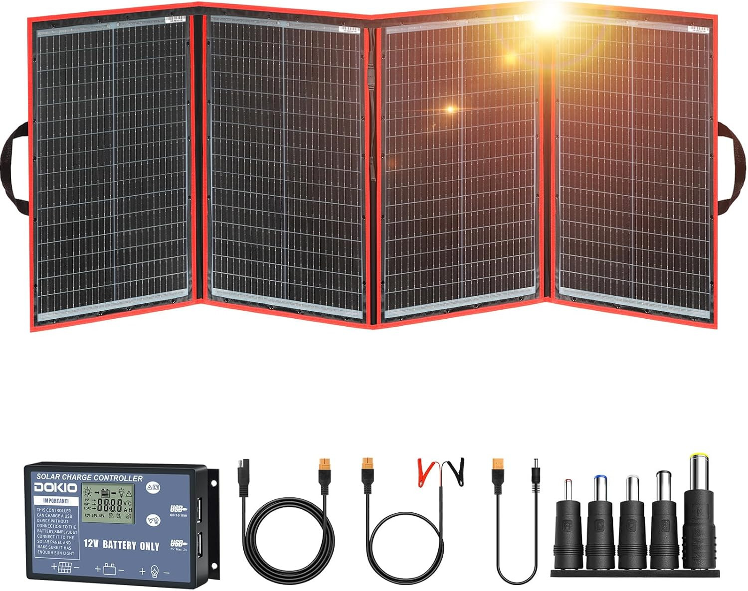 200W Portable Foldable Solar Panel Kit (20X27In, 9.7Lb), with Separate Controlle