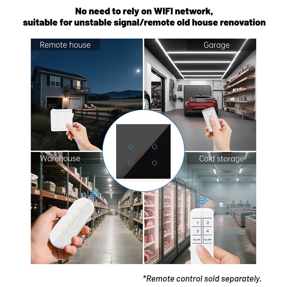 RF433 Wireless Touch Wall Light Switch for Warehouses Garages and Basements