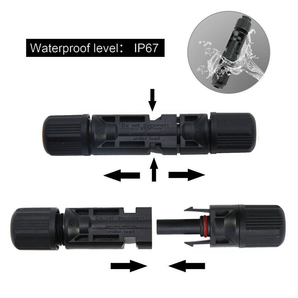 10 Pairs Solar Panel Cable Wire Connectors Kit Male & Female Waterproof Adapter