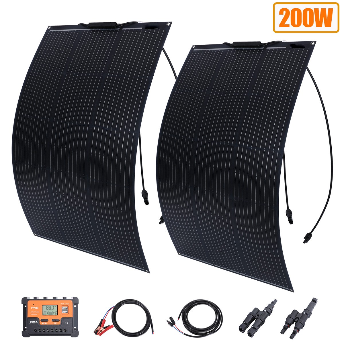200W Flexible Solar Panel Kit With Solar Controller 12V/24V for RV/Car Battery
