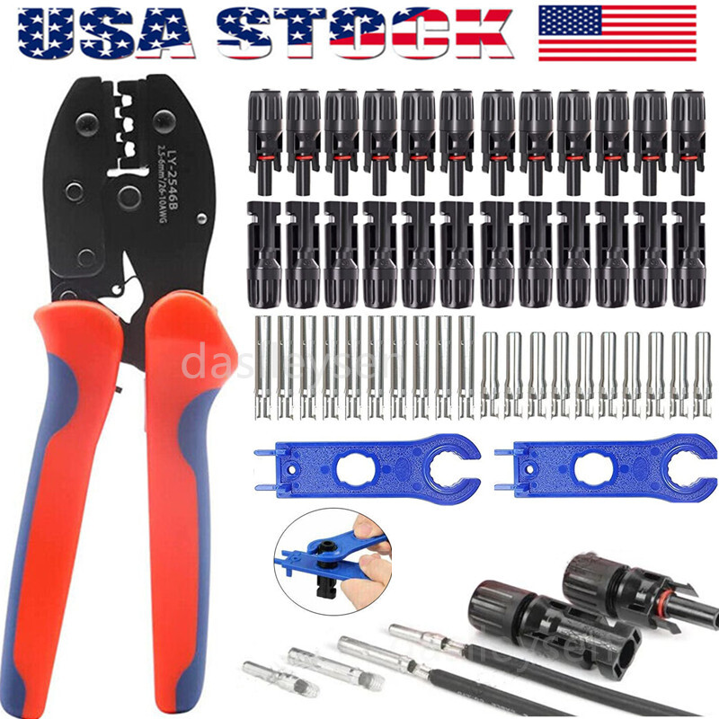 12 Pairs Panel PV Cable Connectors Wire Crimper Pliers Solar Crimping Tools Set