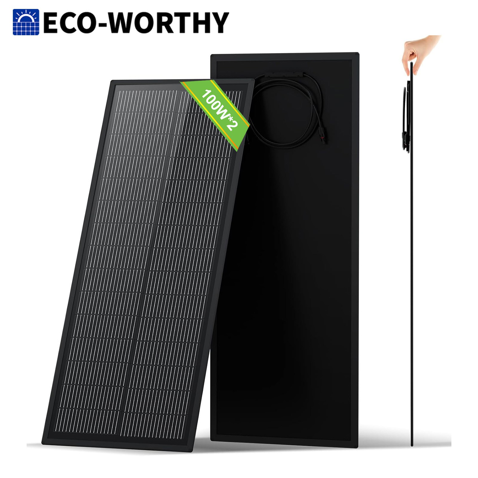 ECO-WORTHY 2Pack 100W Ultra-Slim Solar Panel Extremely Lightweight Compact