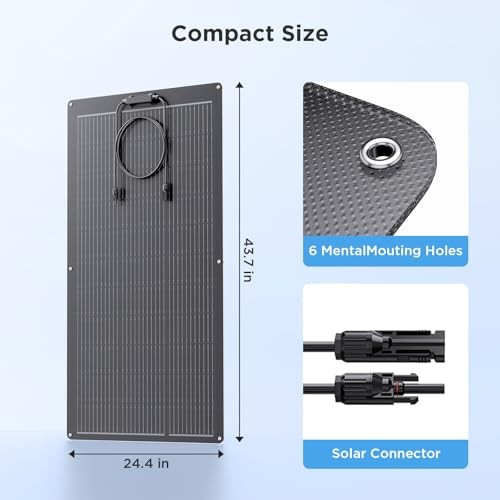 200W Flexible Solar Panel, Thin Lightweight 2PCS 100 Watt 100W 2-Pack Black