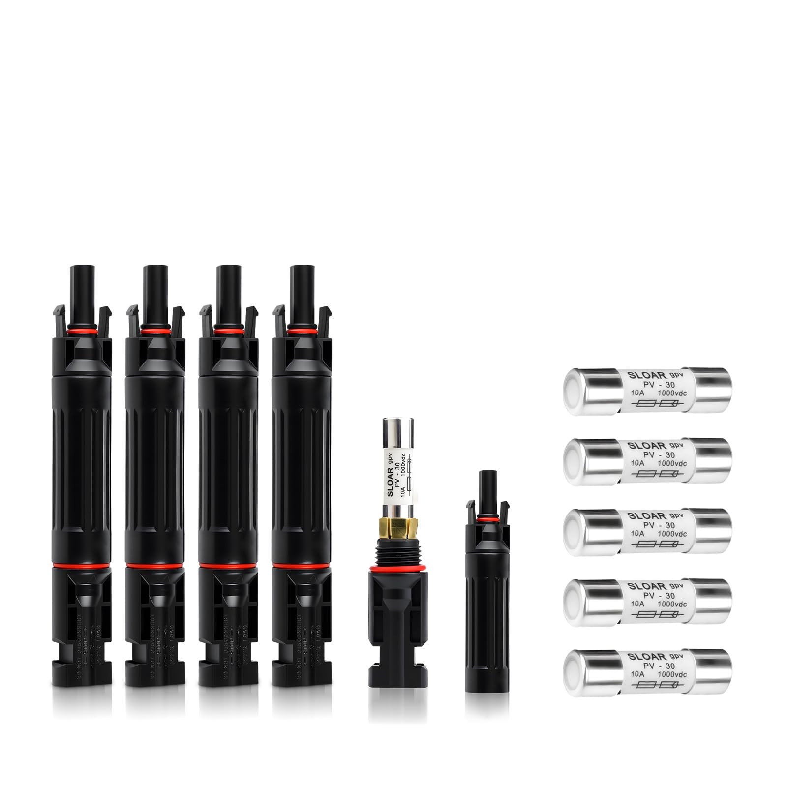 10A Solar Panel Fuse Holder 1000V Waterproof Inline Fuse with Connectors Pack of