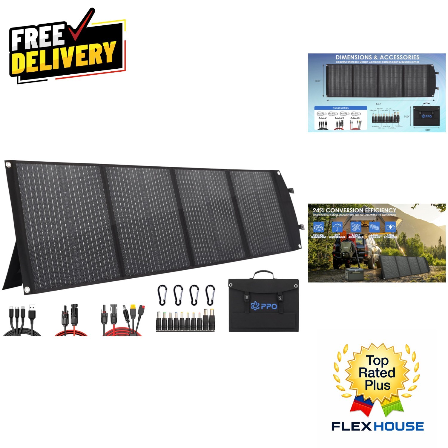 High-Efficiency 100W Solar Panel Kit – Foldable Design, Perfect for Green Living